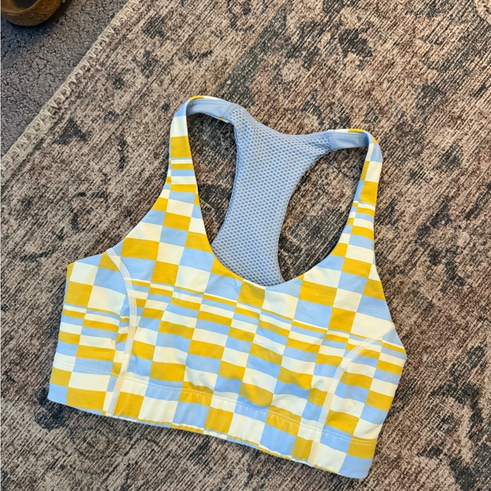 Outdoor Voices Yellow and Blue Checkered Top
